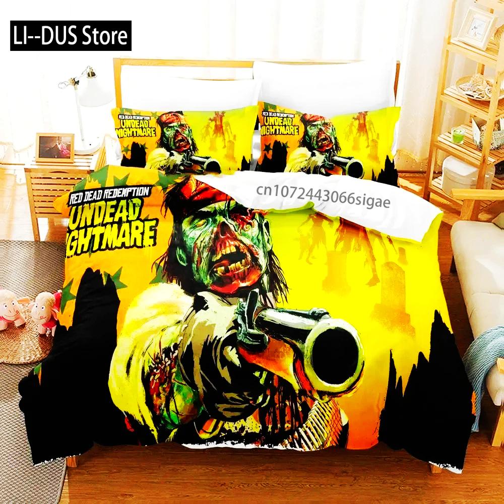 Undead Nightmare Red Dead Redemption Bedding Set Duvet Cover Bed Set Quilt Cover Pillowcase Comforter King Queen Size Boys Adult