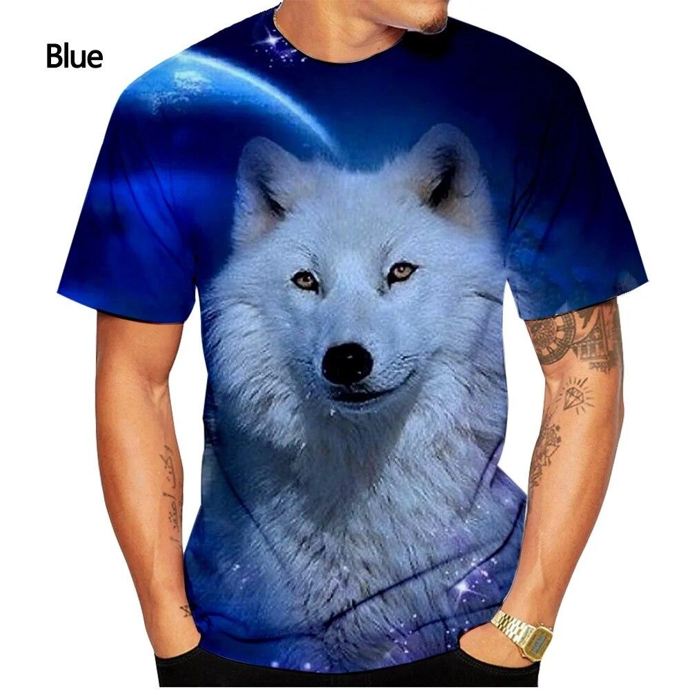 2022 New Fashion Wolf Man Short Sleeve 3D-printed Casual T-shirt