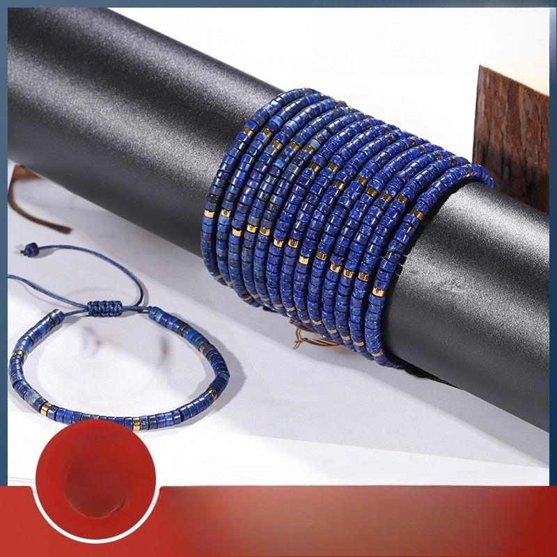 Natural Stone Partition Beads Woven Bracelet, Handcrafted Turquoise Necklace