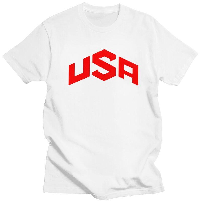Male USA Basketball T Shirts Round Neck Pure Cotton Short Sleeve TShirt Casual Loose Fit Streetwear Clothes