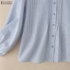 ZANZEA Women Round Neck Long Sleeve Casual Stripe Blouse