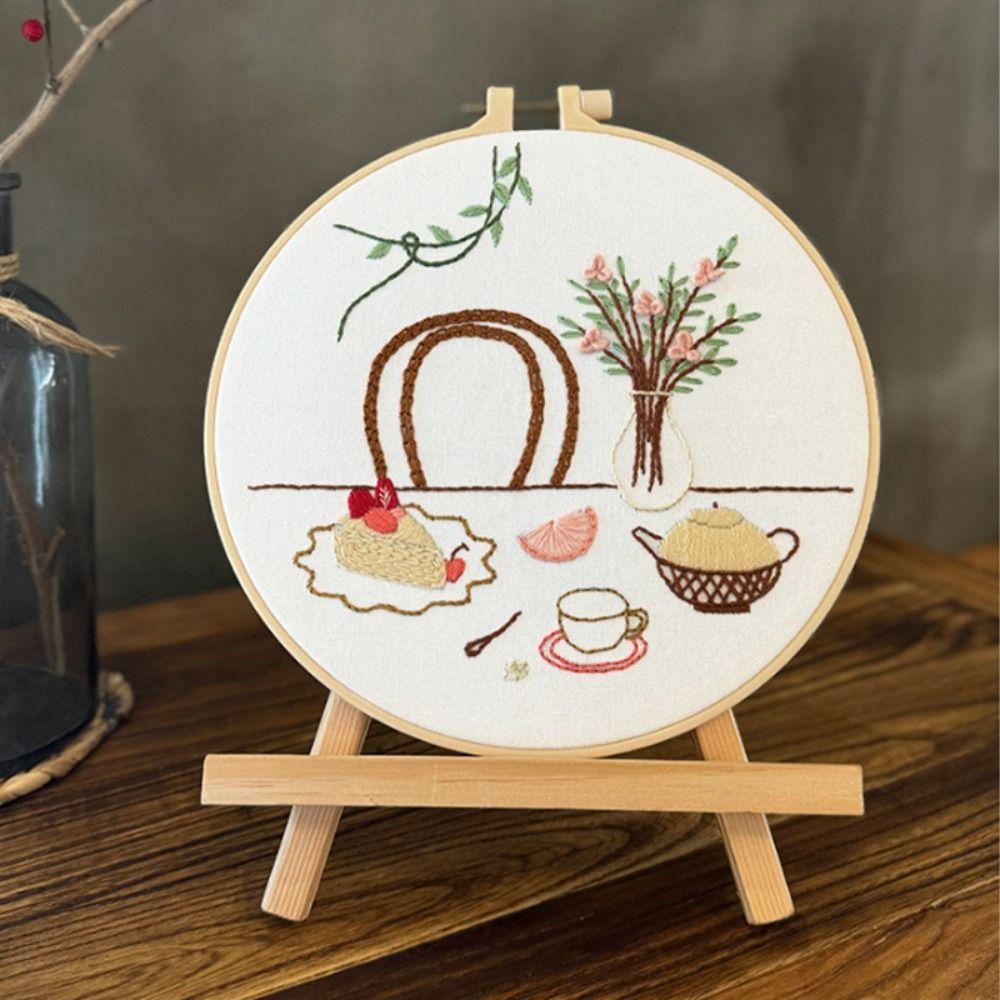 

Floral Embroidery Starter Kits Colorful Embroidery Set Home Decor Cross Stitch Set Beginner Style A