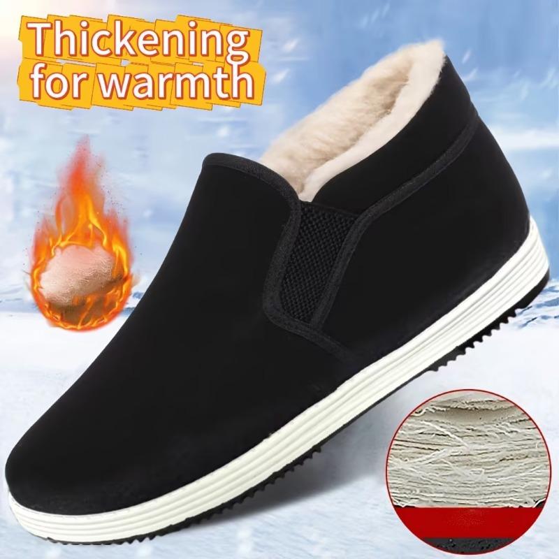 

Men’s High-Top Fleece-Lined Slip-On Winter Shoes Warm Thick Cotton Shoes 45