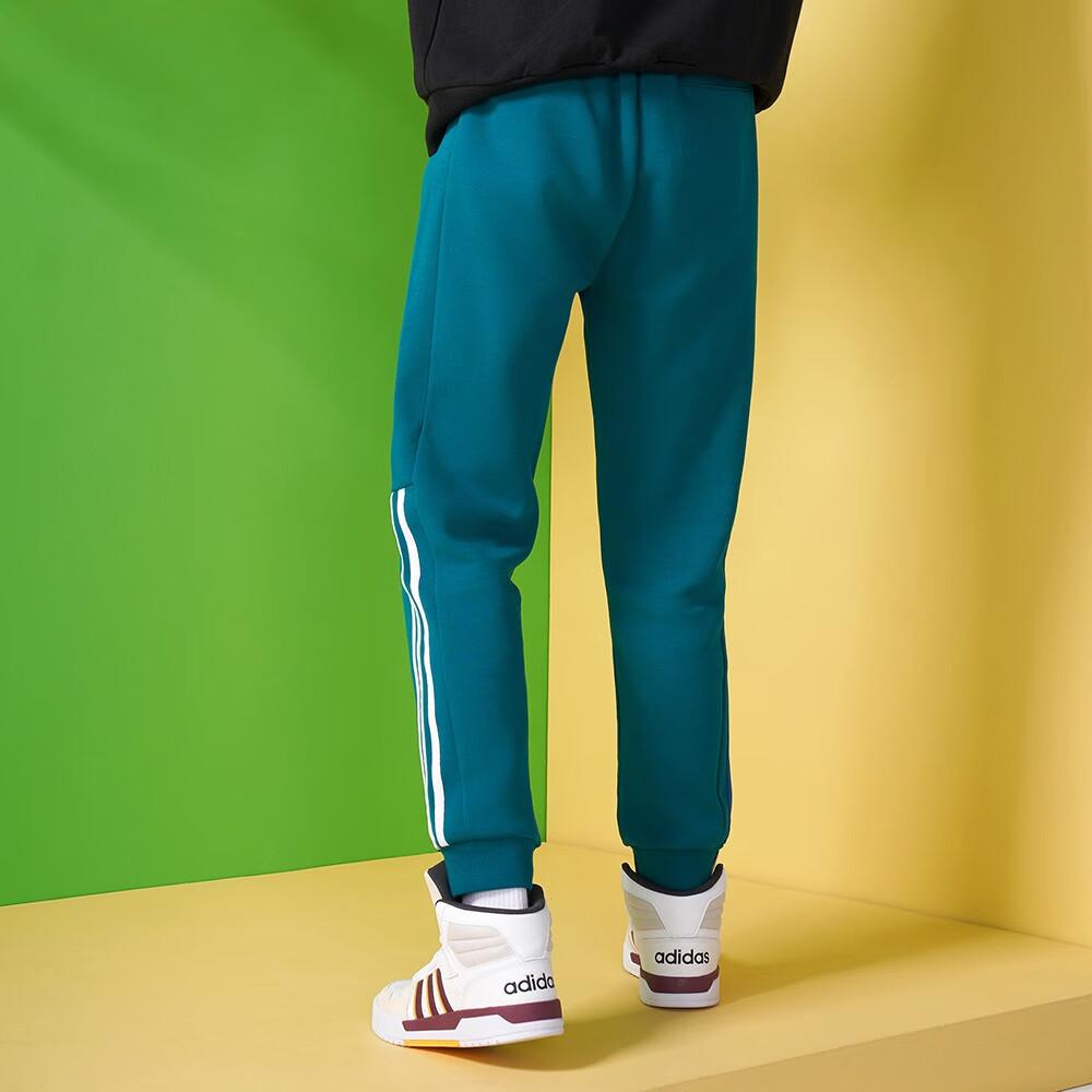 Adidas Neo Knit Solid Color Striped Cuff Joggers Men Bottoms Teal-Green HC9668