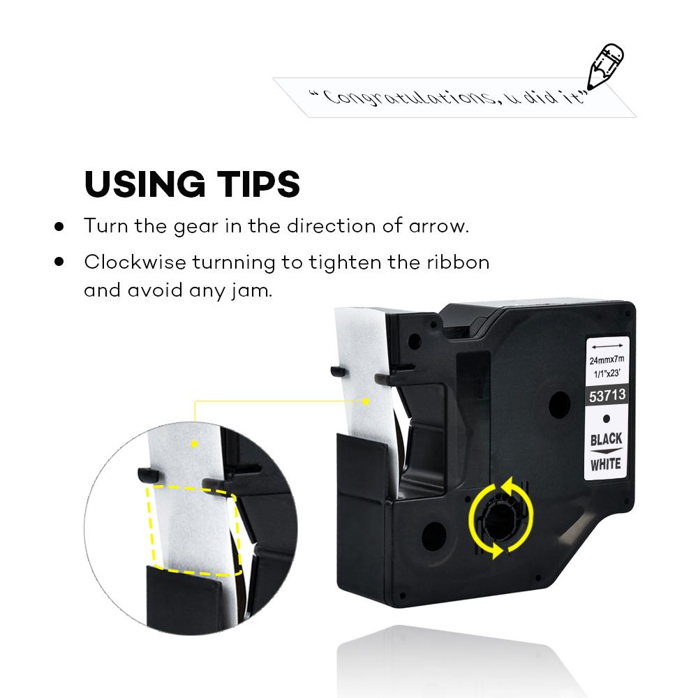 1pcs Compatible Dymo D1 24mm Tapes 53710 53713 53716 53718 53721 53722 53723 53724 Ribbon for Dymo Label Manager LM 160 210D