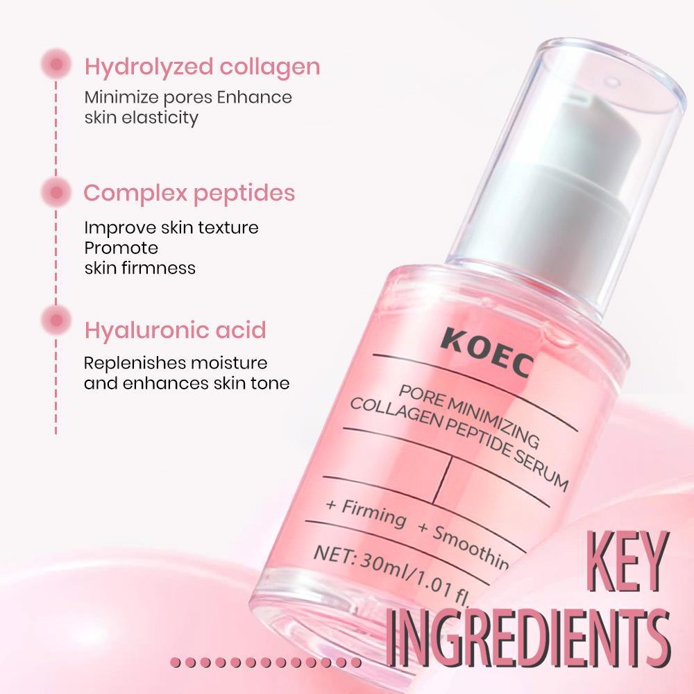 KOEC Siero Idratante Viso con Peptidi di Collagene 30g Siero Rassodante Anti-Rughe Riparatore Illuminante Idratante
