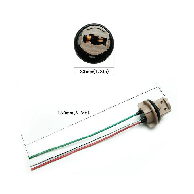 7443 T20 Bulb Socket Female Adapter for Brake Turn Signal Reverse Tail Light with Wire Multi-Purpose Socket Connector
