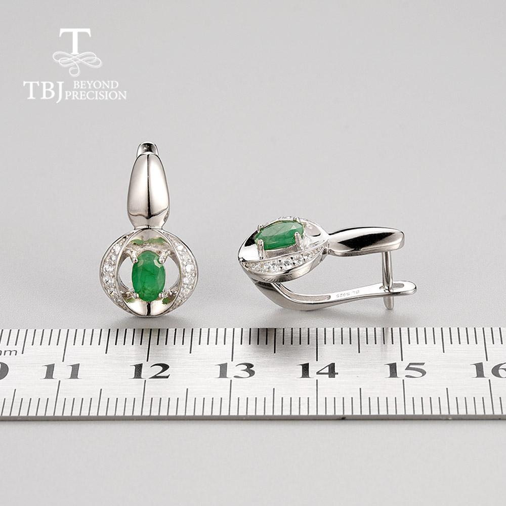 Natural Zambia Emerald Clasp Earring Oval 4*6mm Green Natural Gemstone Fine Jewelry 925 Sterling Silver for Women