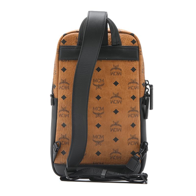 New MCM Aren Leather Sling Bag Small Unisex Cognac MMLDSTA01CO001