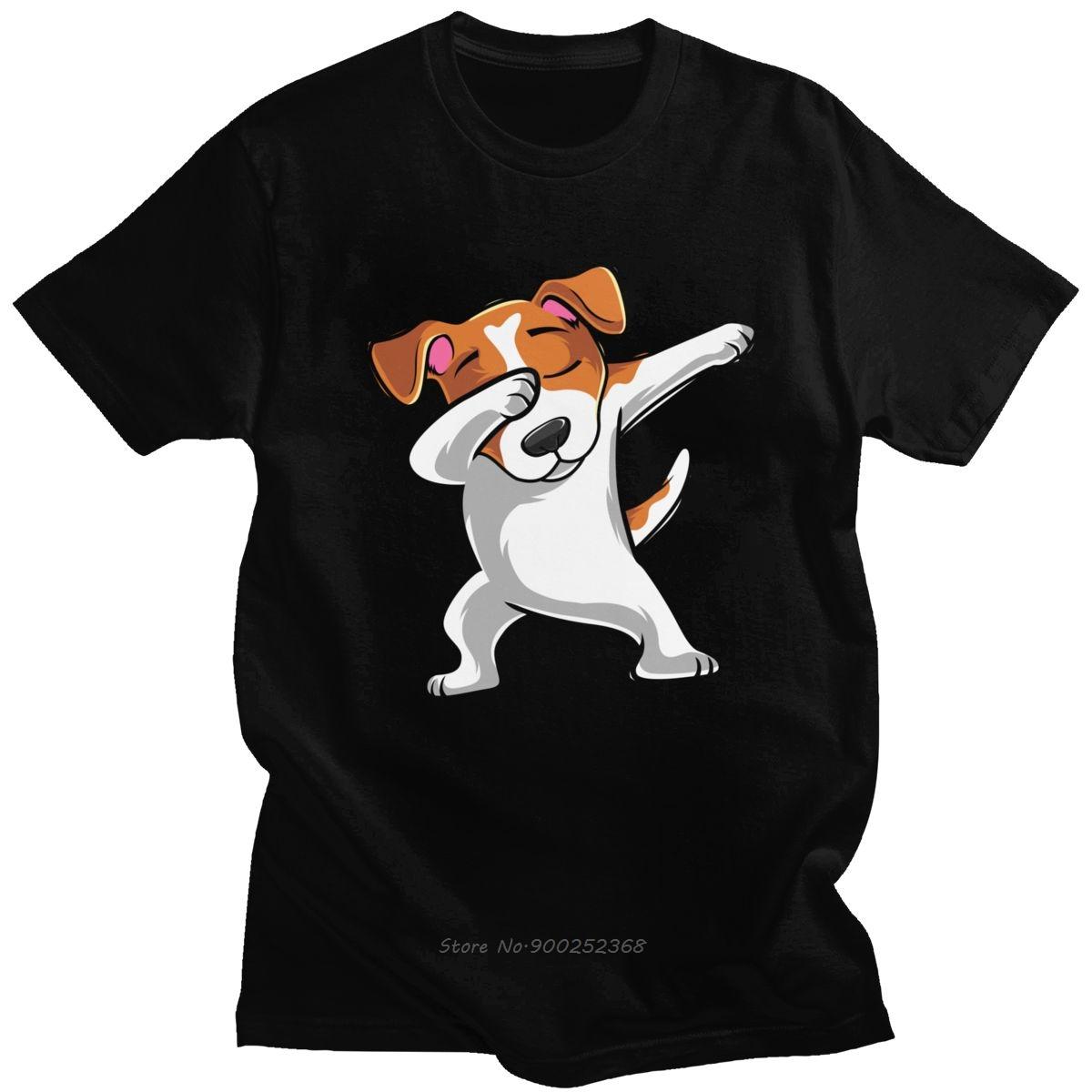 

Funny Jack Russell Terrier Tshirt Mens Short Sleeve Cotton Dabbing Dog T-shirt Printed Dab Dance Move Tee Shirt Harajuku Gift 4XL