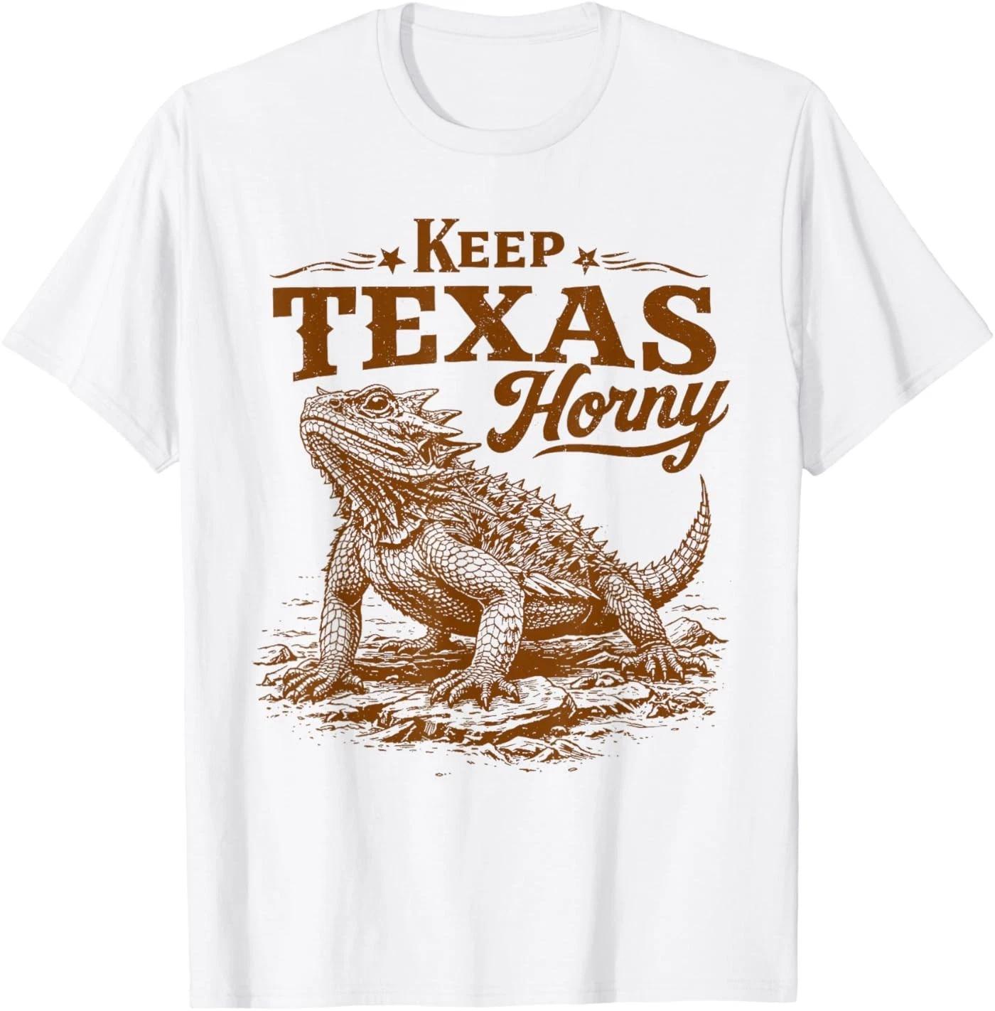 Horned Lizard Lover Reptile Mom Funny Keeps Texas A Horny 100% Cotton T-shirt Mens Tees Top S