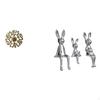 Rustic Iron Bunny Wall Sculpture Art Decorations Scenic Wrought Plaque 3D Hanging Pendants Animal