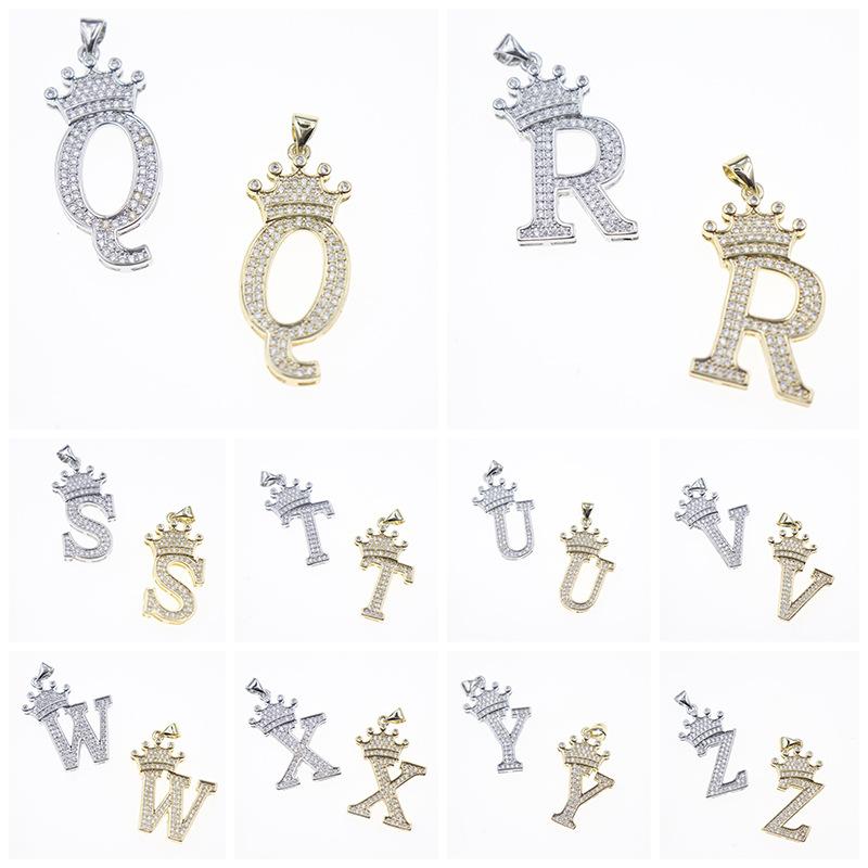 26 English Letters Women'S Letters Crown Pendant Necklace Zircon Pendant Jewelry