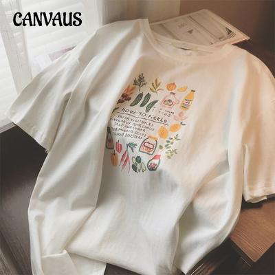 Cotton Printed T-shirt Women's Summer Short-sleeved Plus Size Loose Casual Couple Tops