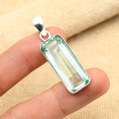 Aqua Apatit Edelstein Handgefertigter Schmuckanhänger aus 925er Sterlingsilber für Hochzeitsgeschenk