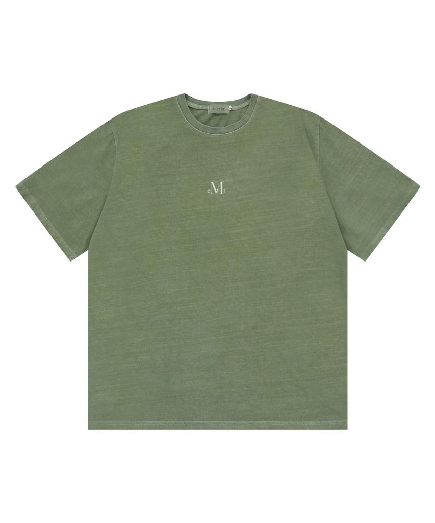 MUCENT Pigment Dirty Wash Round Back Logo Short Sleeve T-Shirt Unisex (2 Colors)