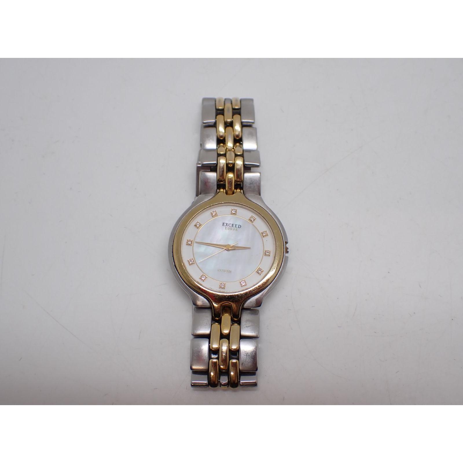[Additional] Citizen Exceed CITIZEN EXCEED 12P diamond shell dial immovable Crown damaged Junk item Stored at home
