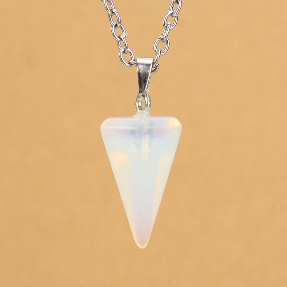 Natural Stone Crystal Cut Tapered Hexagonal Pillar Bullet Head Pendulum Necklace Pendant N631