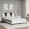 VidaXL Bed Frames and Headboards, Upholstered Bed with Cushion, Double Bed, Adult Bedroom Bed, Modern, White and Black 3208102