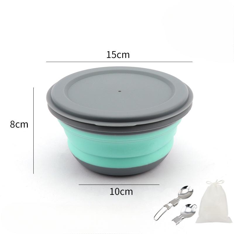 

Силиконовые складные миски, складные емкости с крышками, портативные дорожные принадлежности для кемпинга на открытом воздухе для еды и воды M зелёный