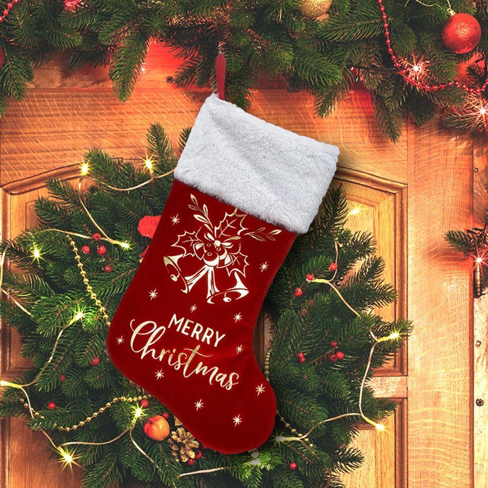 Hangings Stamping Christmas Stocking Personalized Unique Christmas Tree Candy Bags Large Capacity Portable Gift Bags
