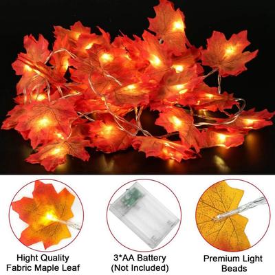 Fall Garland Lights Decor Fall Maple Leaves Pumpkin String Lights