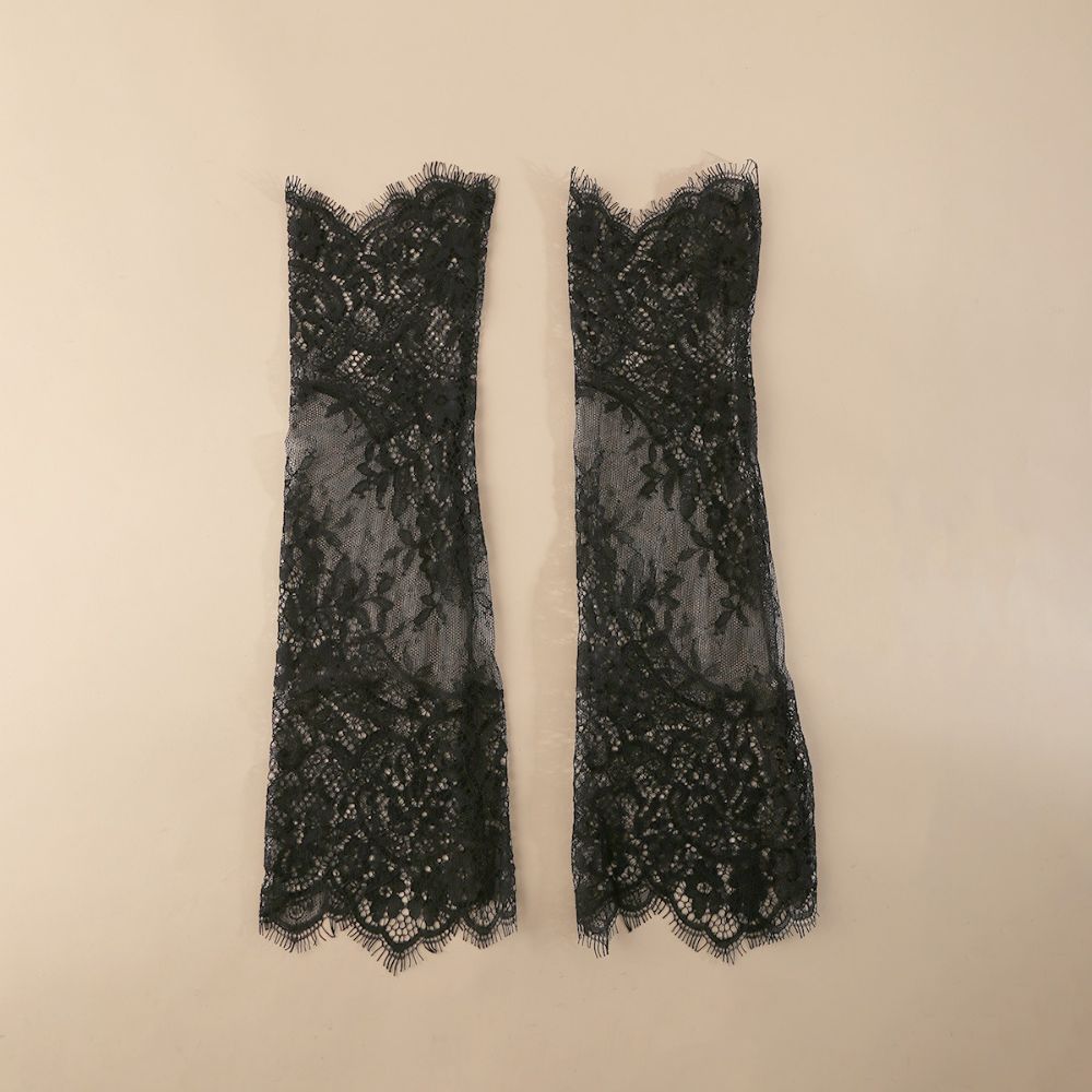 Eyelash Edge Lace Arm Sleeves Fingerless Lace Cuffs Vintage Arm Cover Cosplay Show