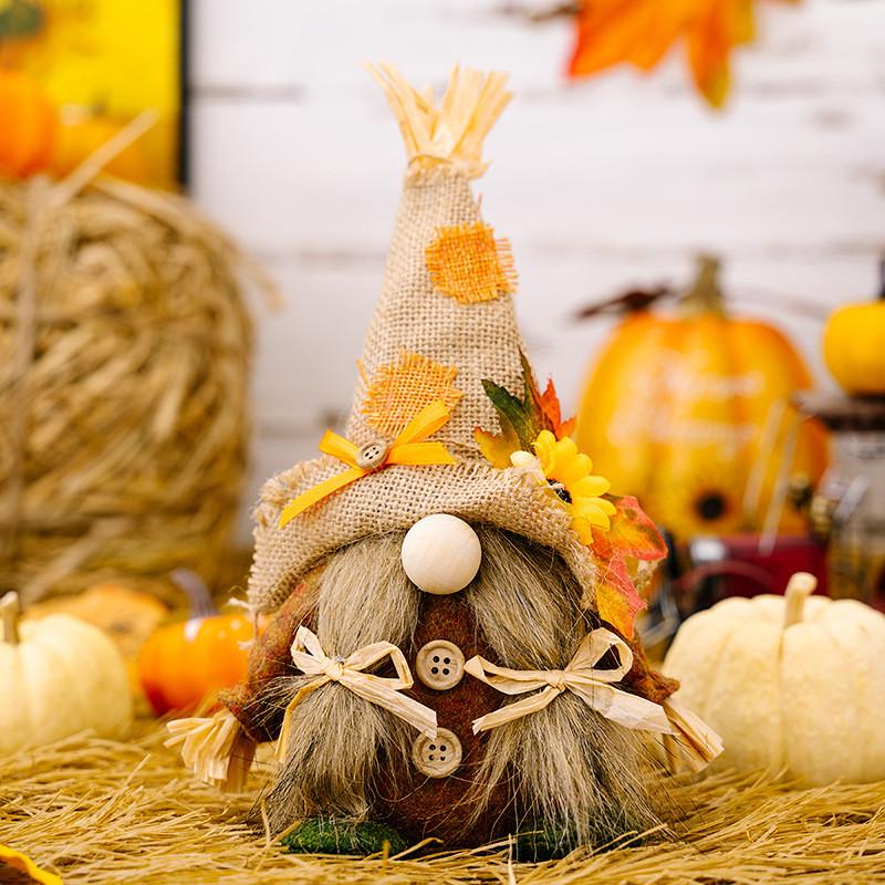Burlap Thanksgiving Charming Gnome Decoration Featuring Harvest Cap And Accents Seasonal