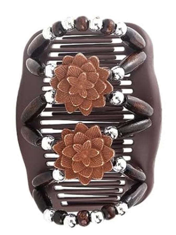 Peigne Magique Polyvalent en Perles de Bois pour Coiffure