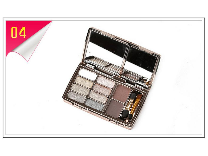 Winnie the Pooh Eyeshadow: 8-Color Palette with Diamond Finish & 2 Eyebrow Powders.