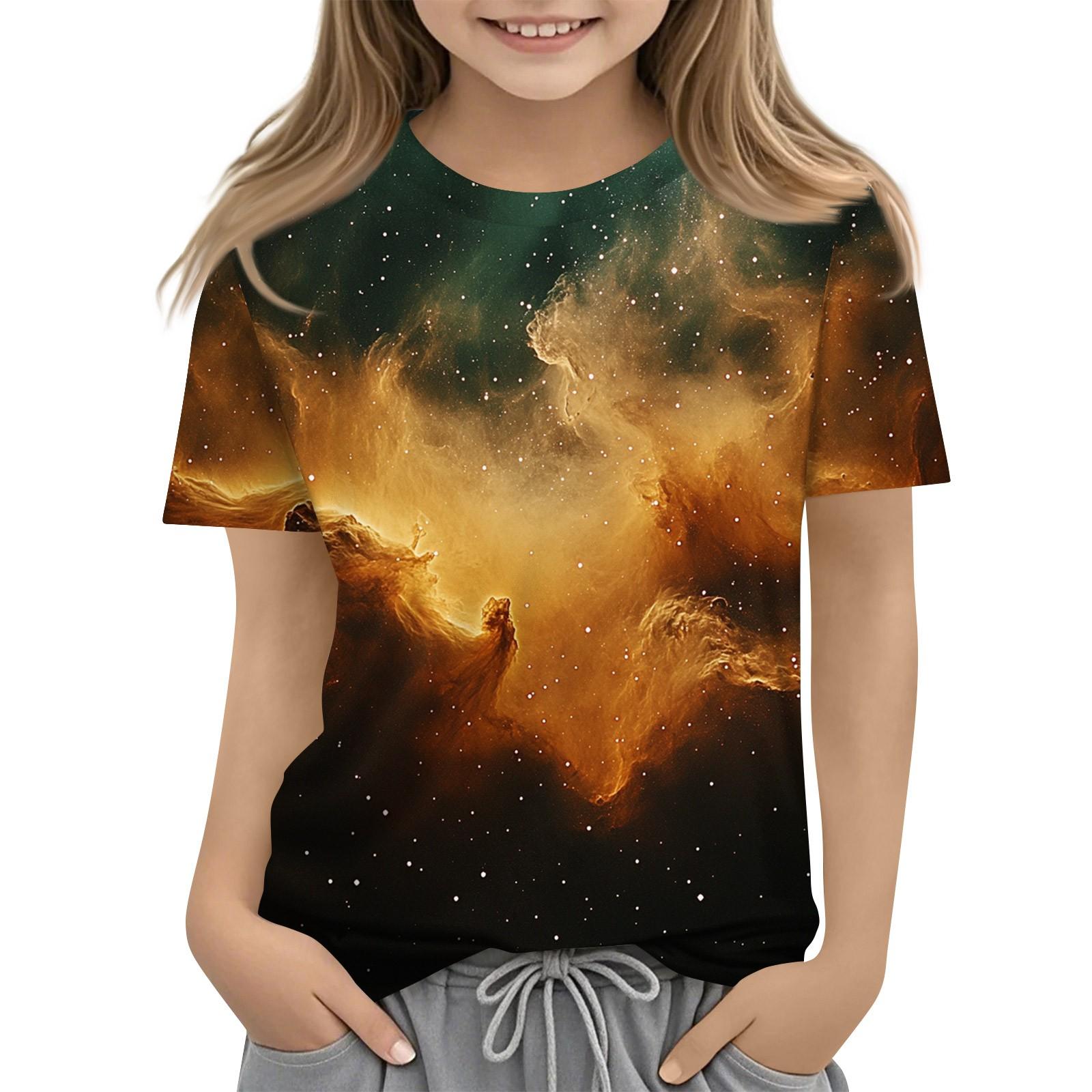 

Сорочка для малюків, дівчаток, хлопчиків, милі футболки з принтом у зоряному небі, дитячі сорочки 1–15 років 100 жовтий