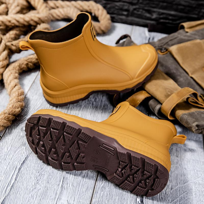 

Мужские дождевые туфли уличные нескользящие резиновые туфли износостойкие короткие водонепроницаемые туфли резиновые сапоги мужские короткие водные ботинки четыре сезона 44 коричневый