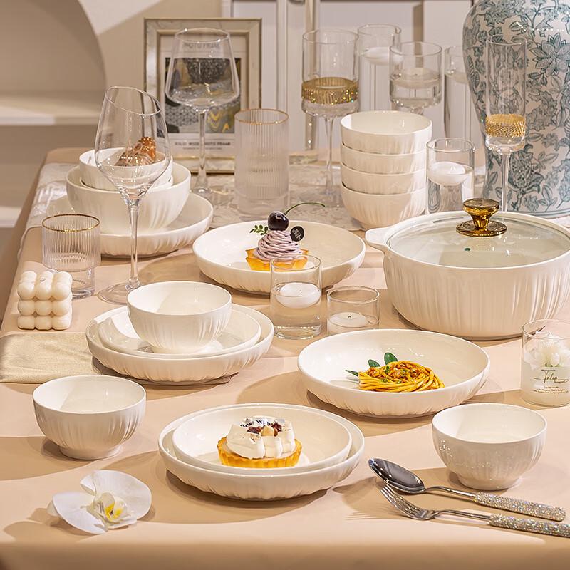 Pure White Nordic Bone China Dinnerware Set