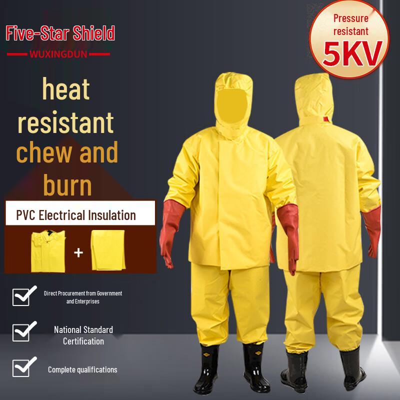 5KV Electrical Insulation Protection Suit One Size (165-190cm, Shoe 39-44)
