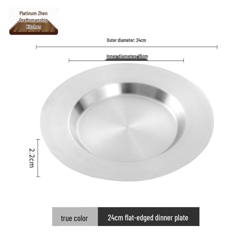 Versatile 304 Stainless Steel Deep Round Serving Plates Set, 24cm, 5-Pack