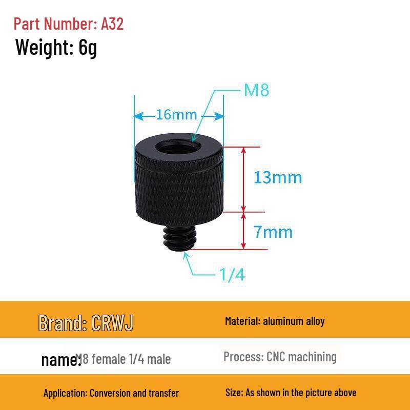 1/4 to 3/8 M4 M5 M6 M8 Screw Adapter for Tripod, Pan/Tilt Camera, Hot Shoe Mount & Light Stand