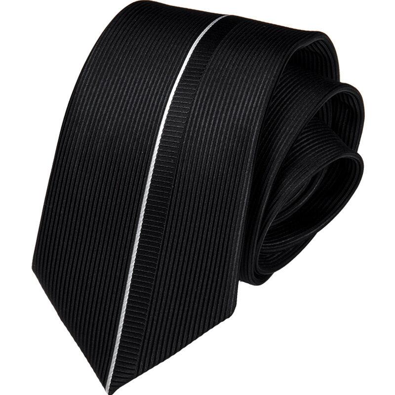 6cm Slim Ties Fashion Business Black Striped Mens Necktie Formal Male Tie