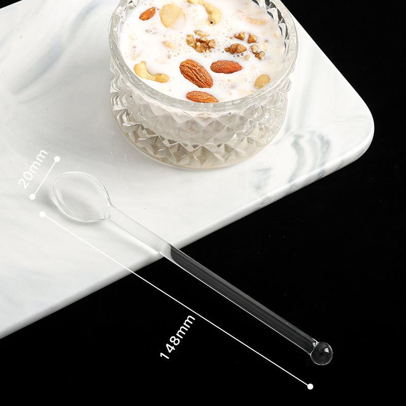 Glas-Rührlöffel Langer Griff Transparent Bunt Hitzebeständig für Kaffee Milchtee Zuhause Restaurant Catering-Bedarf