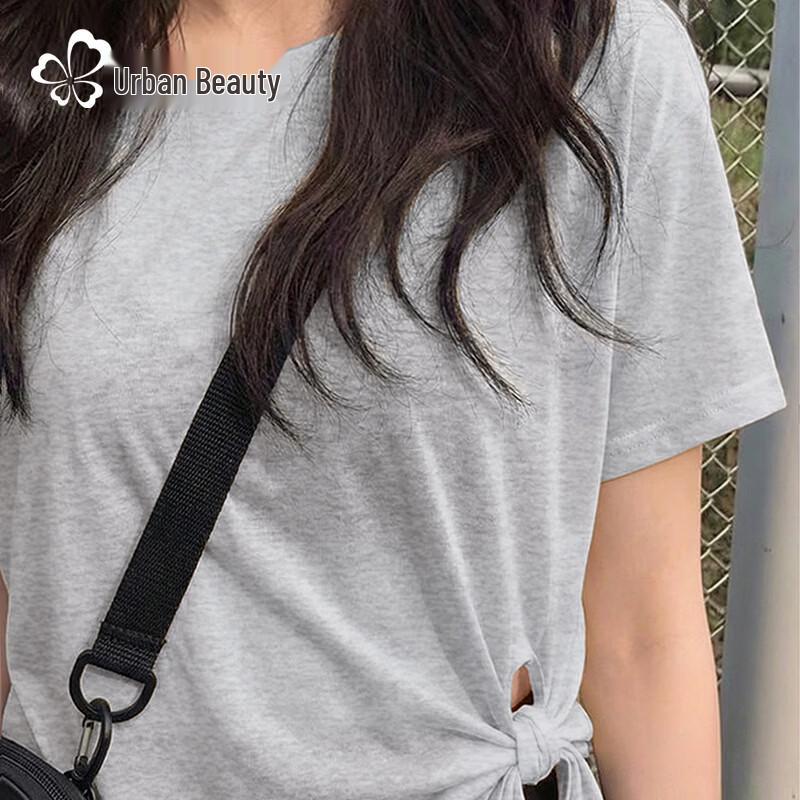 Women s Irregular Hem Tie-Waist Short Sleeve T-Shirt S