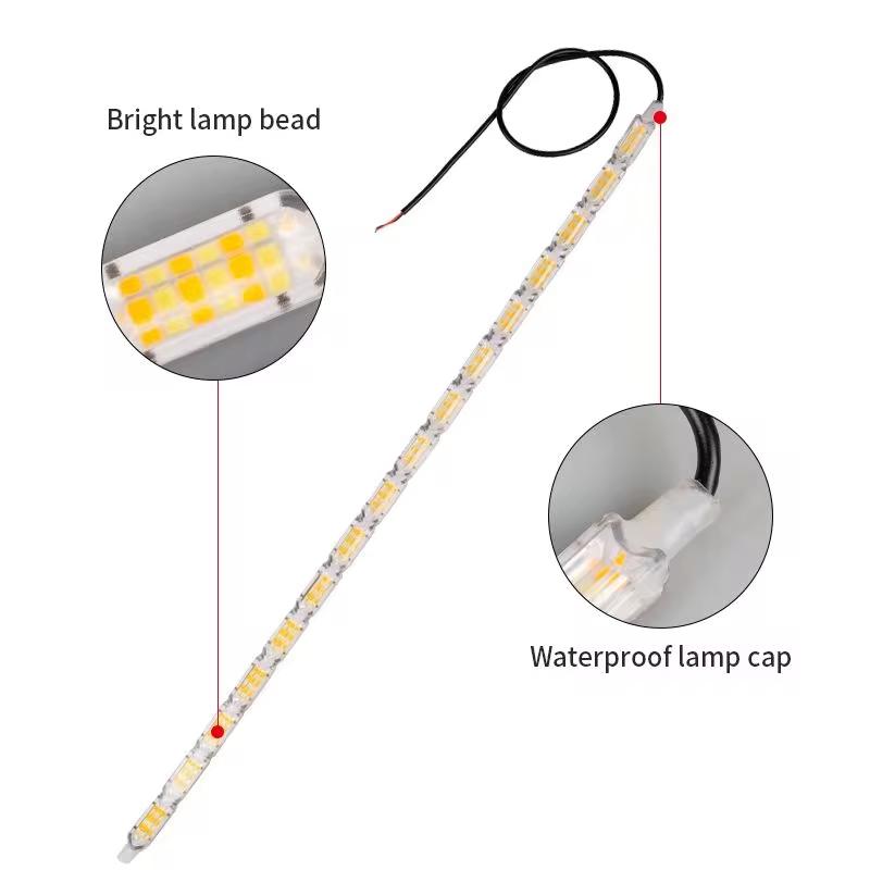 12V LED Daytime Running Light Strip Flexible Waterproof Headlight Turn Signal Yellow Lamp Car Decorative Driving Lights DRL 2Pcs Dome Lights 6
