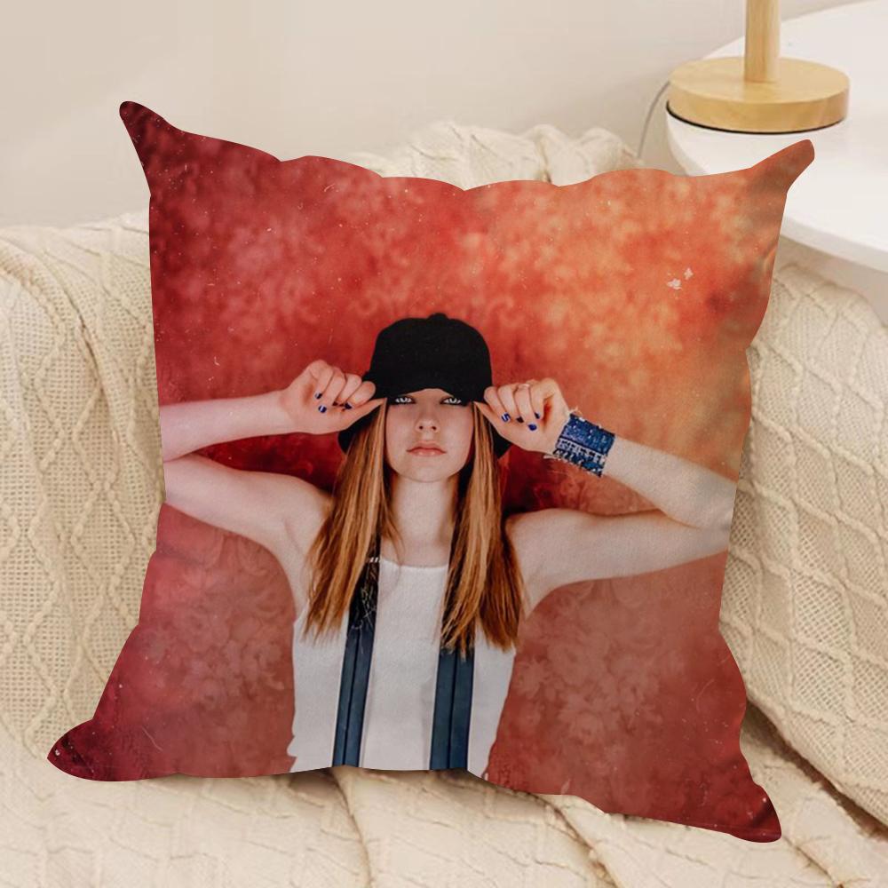 

AAvril Ramona Lavigne Cushion Cover Silky Short Plush DoubleSided Printed Pillow Case for Sofa All Seasons Home Decor Gift 30x30cm