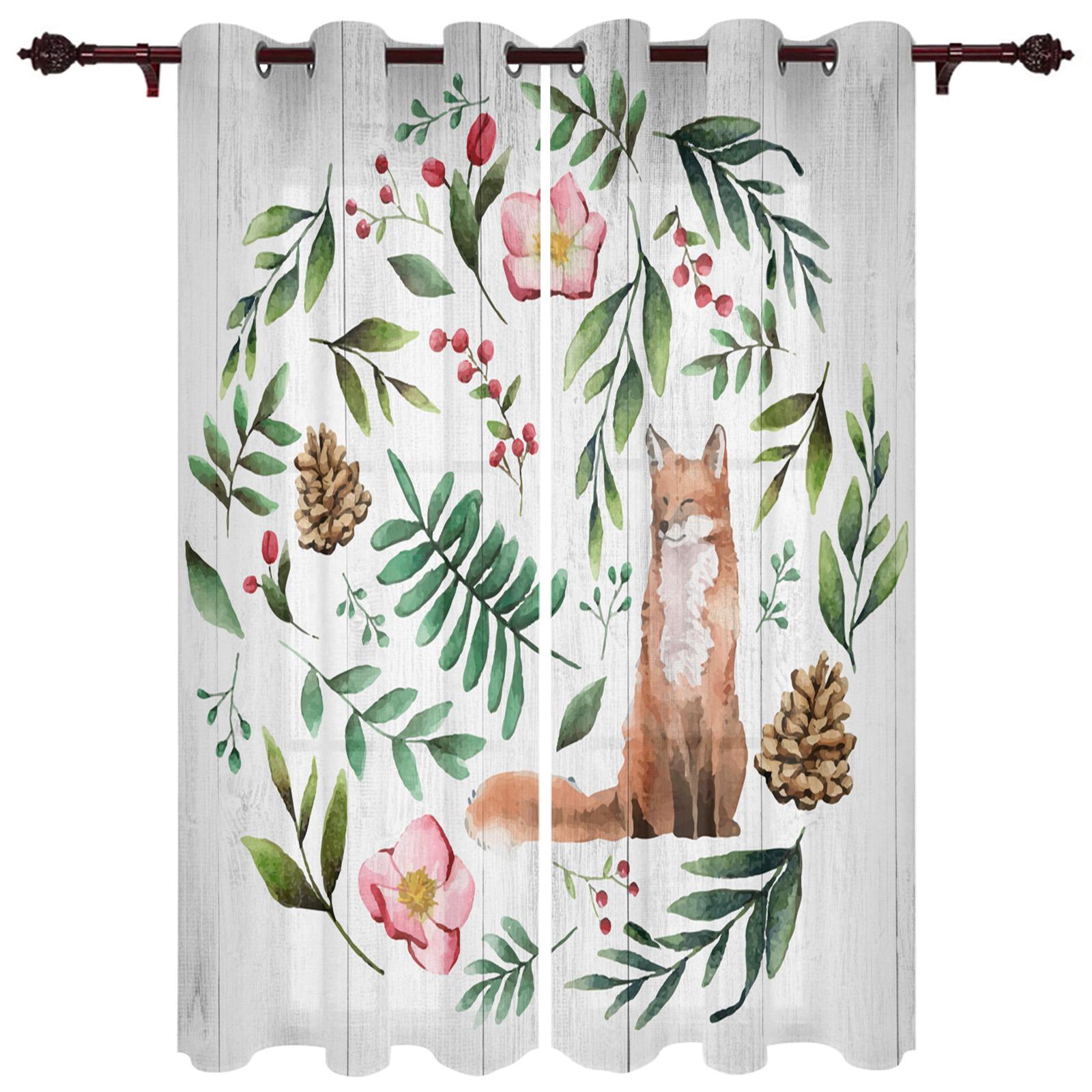 Шторы на окна с изображением красной лисы — фото 17