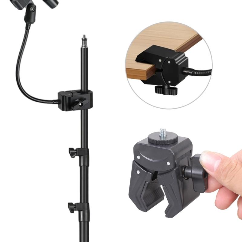 Adattatore Universale per Treppiede Foro Filettato da 1/4 di Pollice per Fotocamere Sportive con Morsetto Regolabile da 15 mm a 45 mm