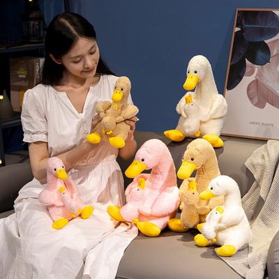 Yumuşak anne ördek bebek peluş oyuncak ördek yavrusu bebek çocukları yatıştıran bez bebek doğum günü hediyesi