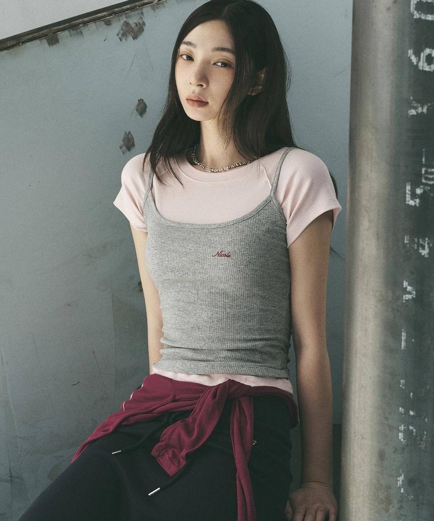 Nigaennikol Ribbed Logo Cami Top_Gray