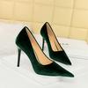 Women's Fashion Thickened Suede Banquet High Heels Shallow Mouth Pointed Single Shoes