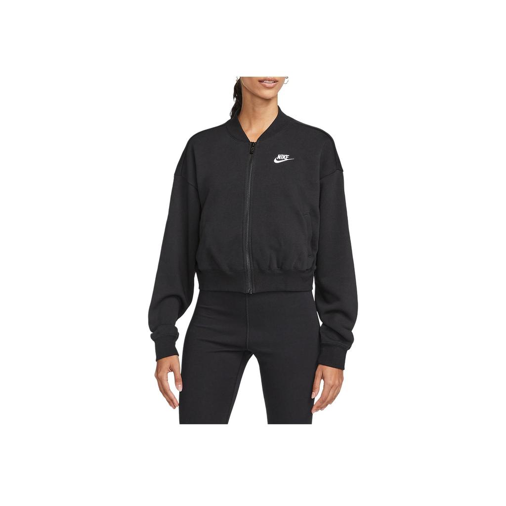 Nike Sportswear Club Fleece Logo Embroidered Loose Casual Jacket Women Jackets Black FB7279-010