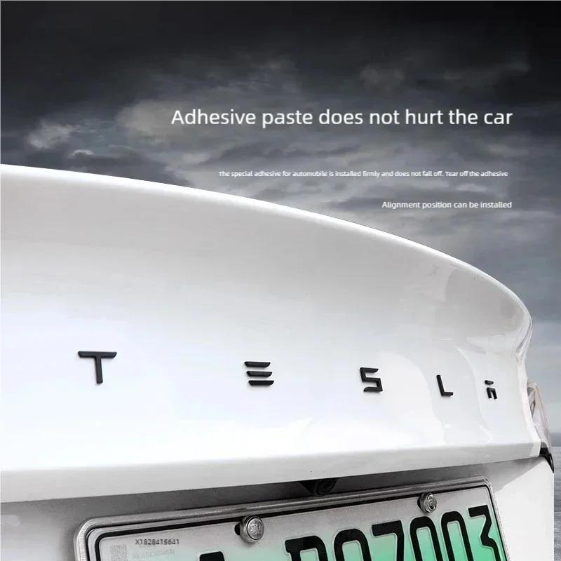 Autómatrica 2025 Új Tesla 3D ABS Szénszálas Króm Fekete Logó Tesla Betűk Embléma Autó Hátsó Csomagtartó Betűk Tesla Model 3 Y X S A-hoz