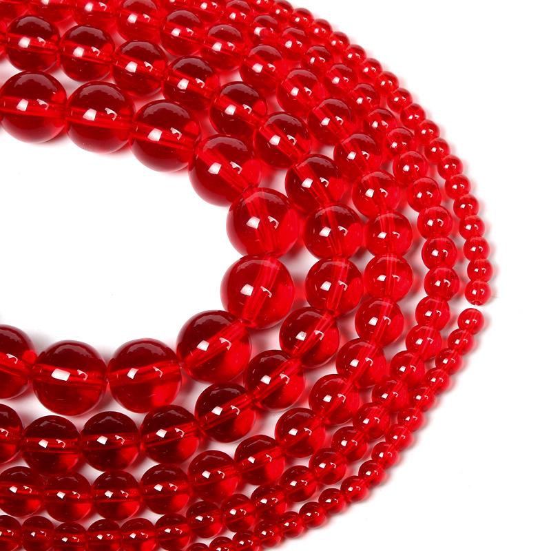 Eco-friendly Glazed Red Glass Beads (4-14mm) for DIY Necklaces & Beaded Curtains
