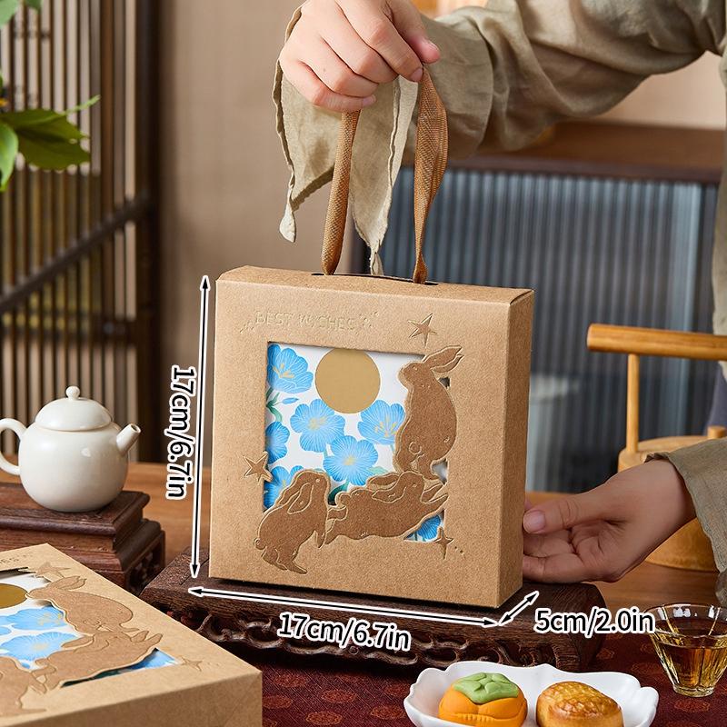 5pcs Mooncake Packaging Box Mid-Autumn Festival Mooncake Packing Material Square Moon Cake Tray Moon Festival Gift Container Box